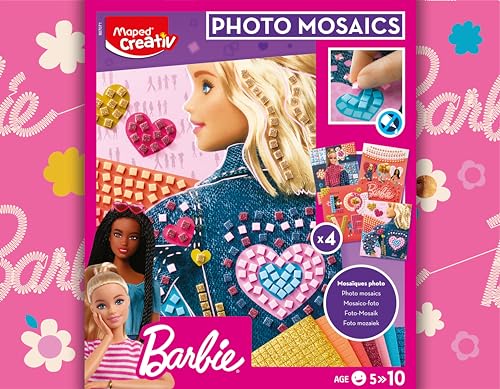 MAPED Creativ - Photo'Mosaics Barbie pour Enfants Aînés - Activité Mosaïques Intuitive avec Illustration Barbie - Planch