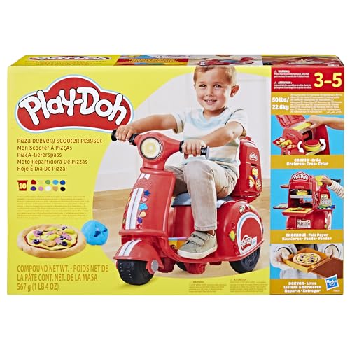 Play-Doh Jeu Culinaire pour Enfants - Scooter à Pizzas Créatif avec Accessoires et Argile Modelage (Éducatif, Activité M