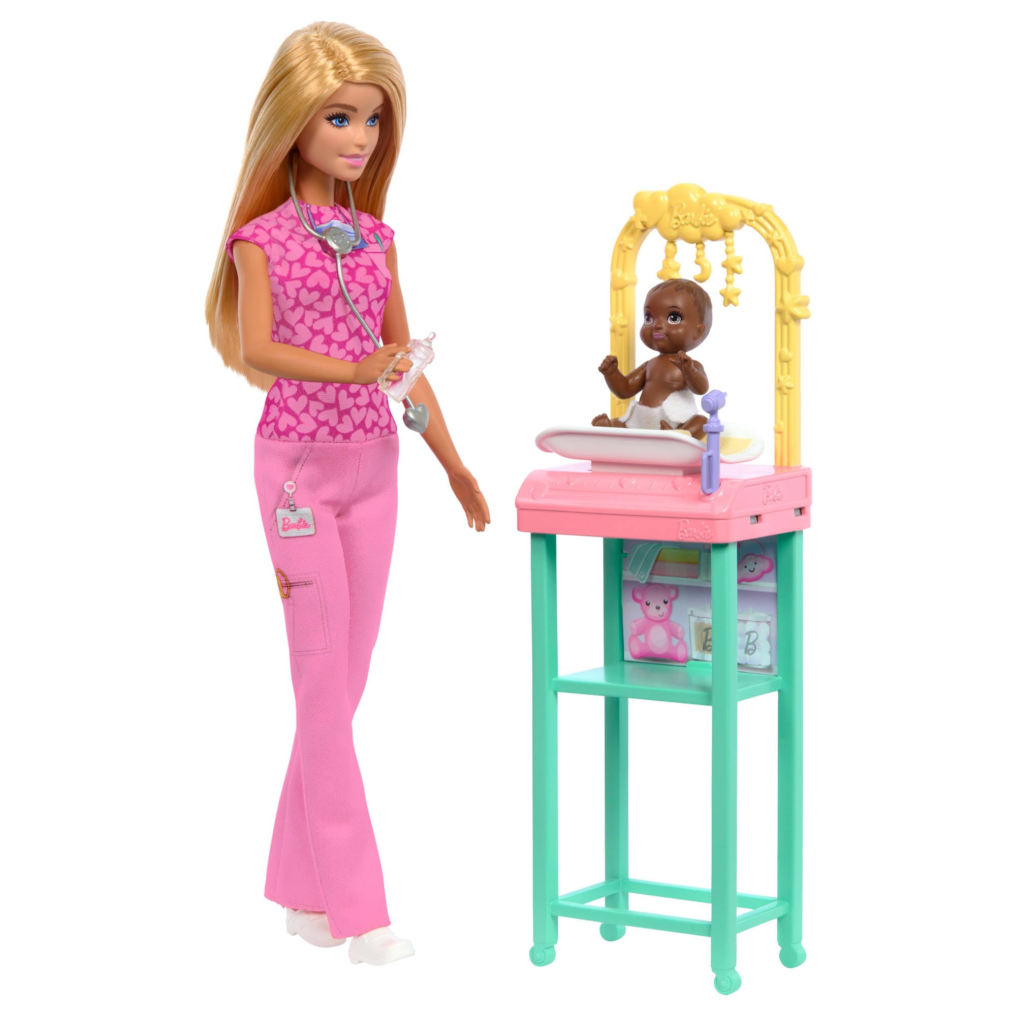 Barbie Coffret Pédiatre JCR72 : Poupée Blonde en Tenue de Travail Rose pour Jeunes Filles | Jouetdidées