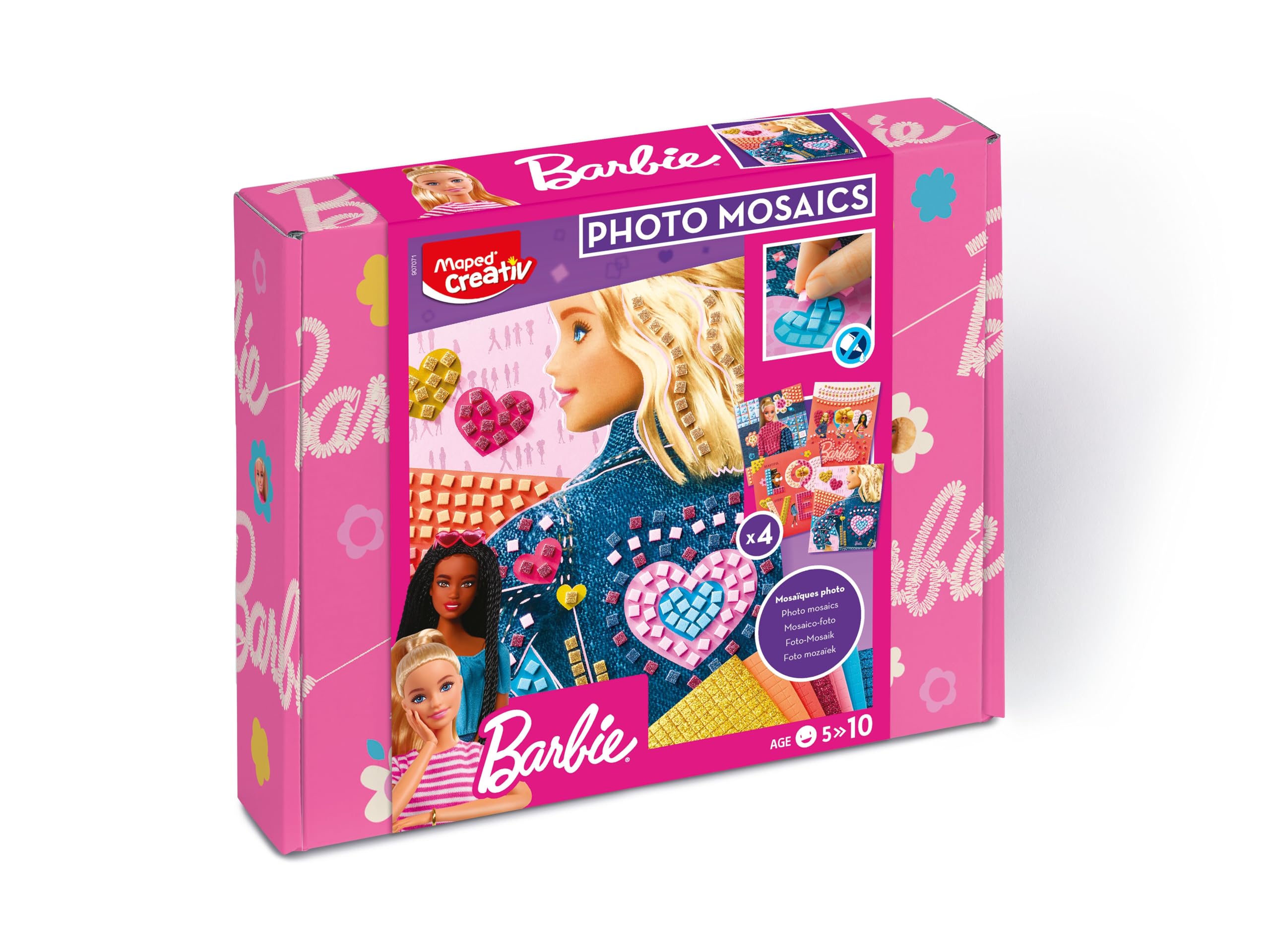 MAPED Creativ - Photo'Mosaics Barbie pour Enfants Aînés - Activité Mosaïques Intuitive avec Illustration Barbie - Planch