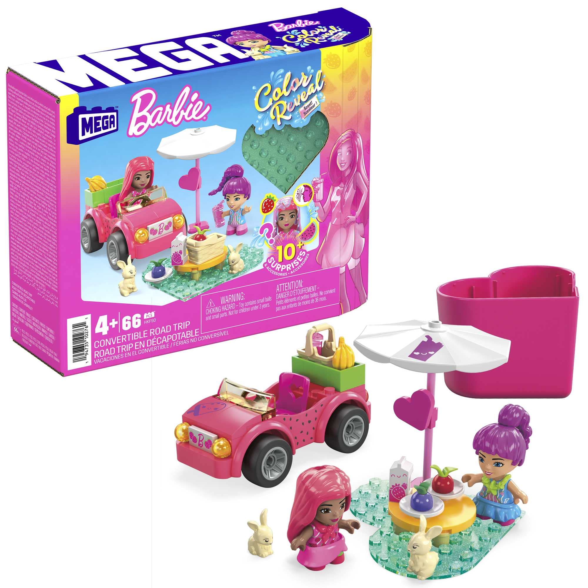 Mega Barbie Coffret de Construction Road Trip en Décapotable HKF90 pour Enfants A partir de 4 Ans - 60 Briques et Access