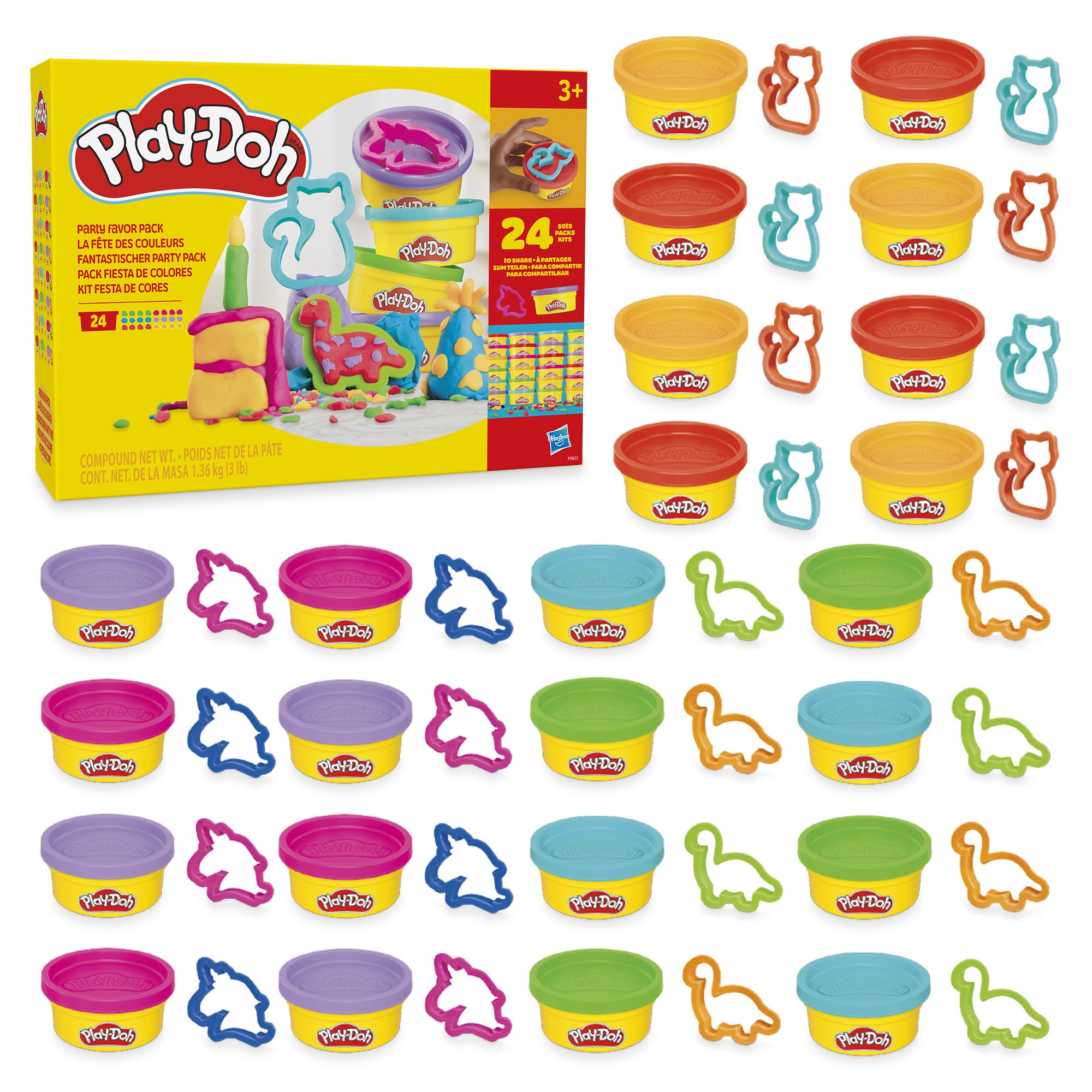 Play-Doh Pâte à Modeler - Jeux Créatifs pour Enfants 3-8 Ans, 24 Pots de 56 g en 6 Couleurs - Idée Cadeau Anniversaire